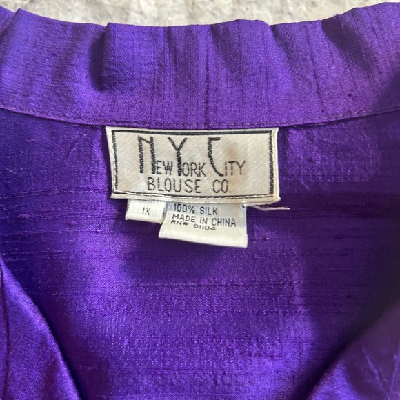 NEW YORK CITY BLOUSE CO 100% SILK PURPLE TUNIC LIKE SHIRT BLOUSE SIZE 1X - Picture 10 of 10